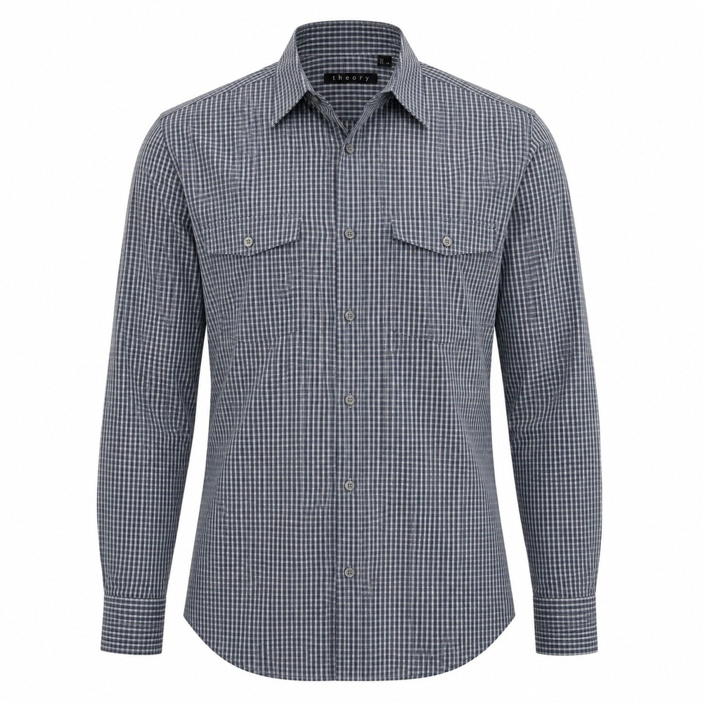 Theory Button Down Shirt Mens XXL Blue Check‎